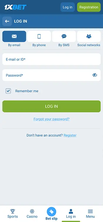 Step 1 - Log into your 1xBet account