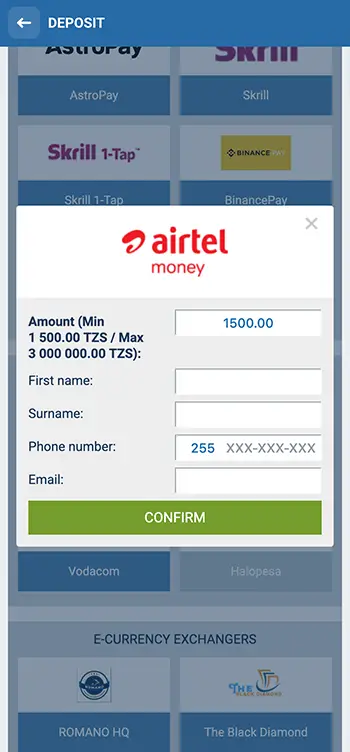 Step 4 - Enter the amount of money you wish to deposit