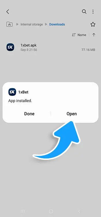 Step 5 - Press the icon for the 1xBet app to launch it